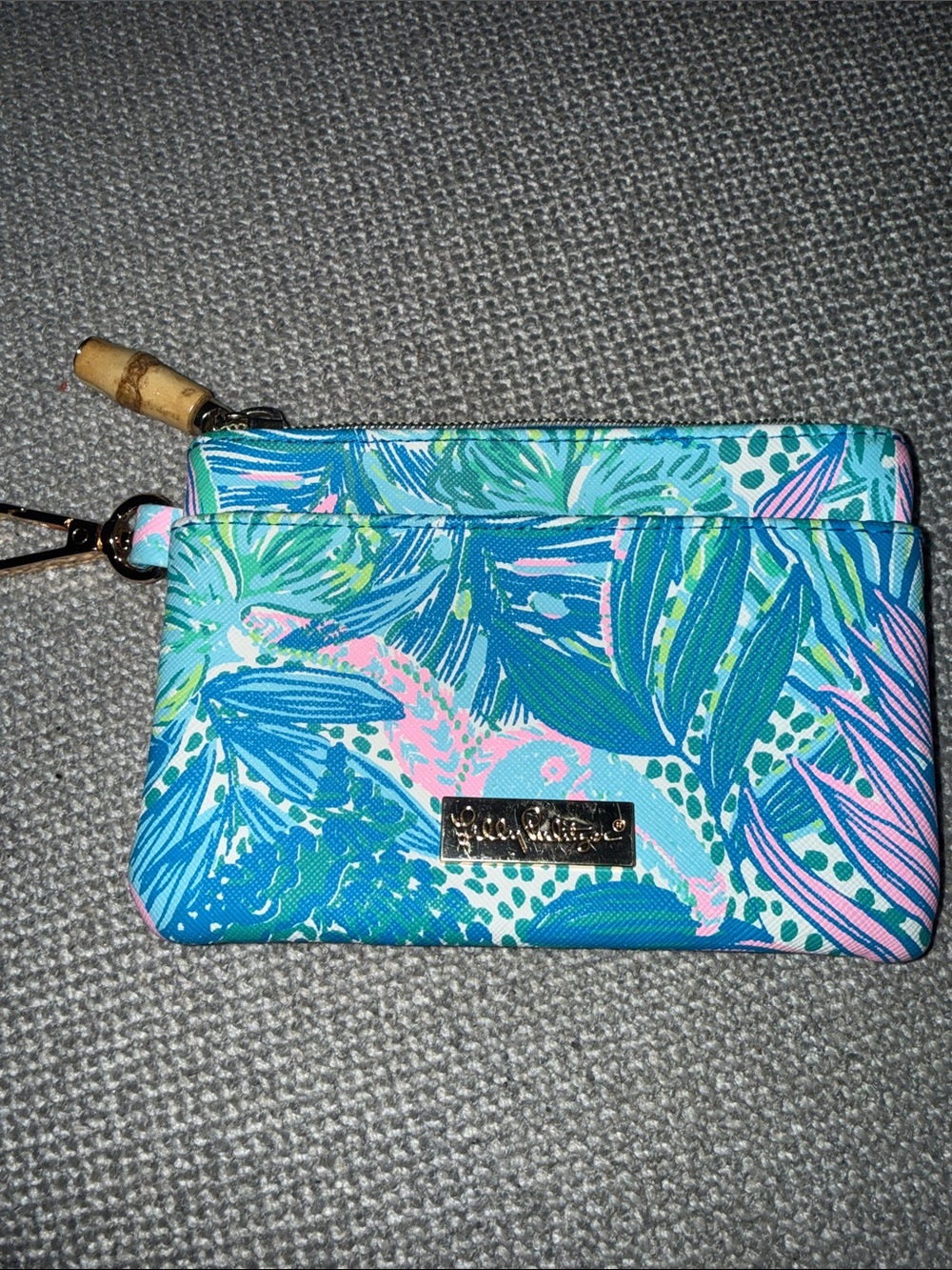 Lilly Pulitzer Teal, Blue & Pink Tropical Wristlet